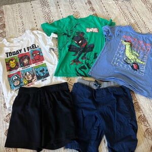 Bundle of Little Boys’ 3 Tees & 2 Pairs of Shorts- all size 5-6
